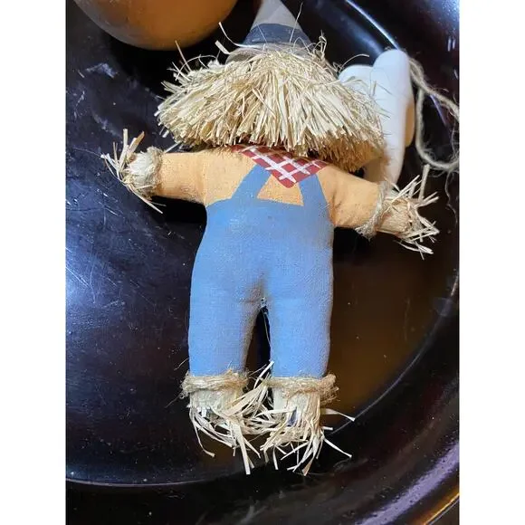 Vintage Folk Art Primitive Hand Made Paper Mache Halloween 3 Set Ornaments - Picture 6 of 9